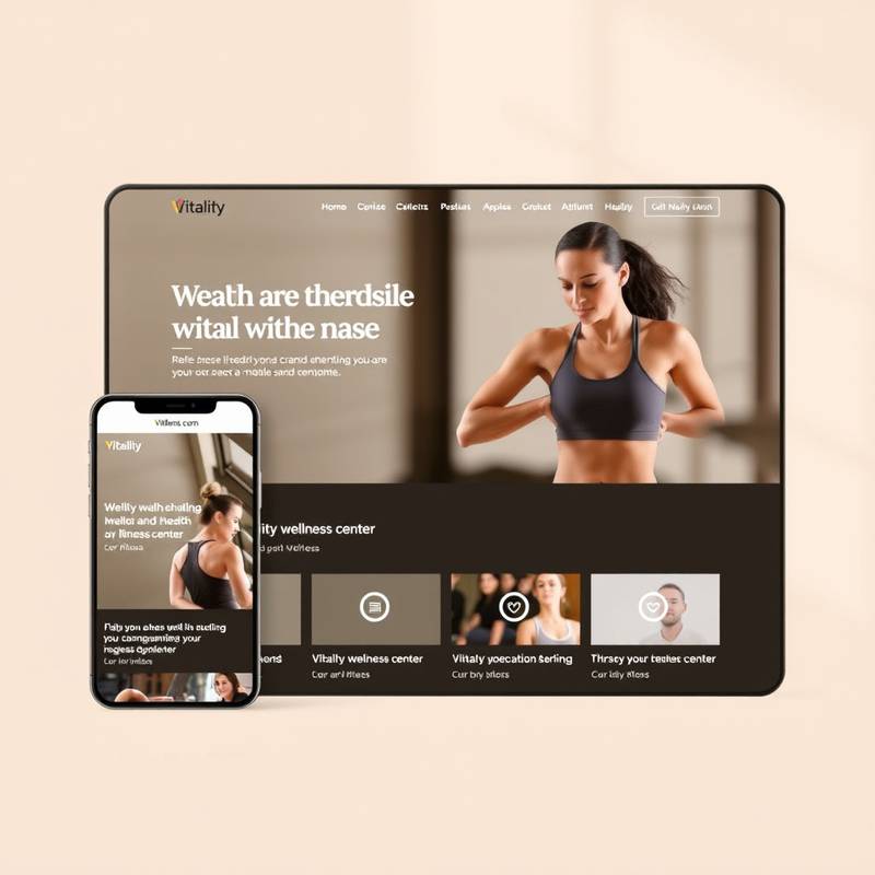 Responsive web design for 'Vitality Wellness Center,' showcasing their health and fitness services.