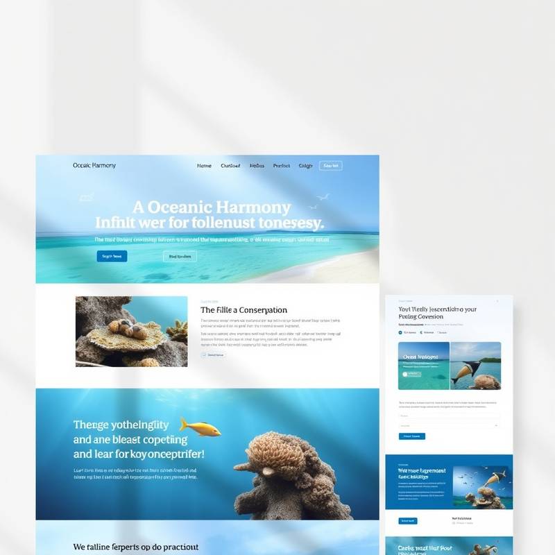 Screenshot of the interactive and responsive website design for 'Oceanic Harmony,' a marine conservation organization.