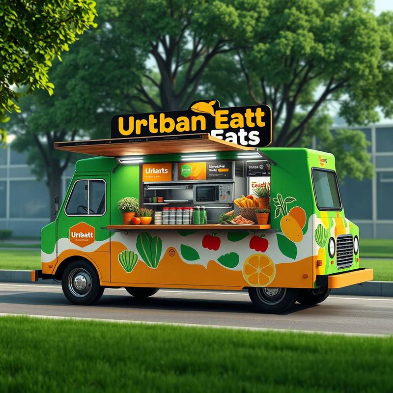 Visual identity and branding materials for 'Urban Eats,' a modern and sustainable food truck business.